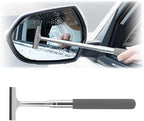 Car Rearview Mirror Wiper, Retractable Auto Glass Squeegee, Water Cleaner with Telescopic Long Rod, Portable Cleaning Tool for All Vehicles, Universal Automotive Accessories (Grey)