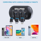 Multi Car Retractable Backseat 3 in 1 Car Charging Station Box Compatible with All Phones | iPhone | Samsung | Uber Taxi Lyft Turo Ride Share Customer Charging Dock Attach to Headrest