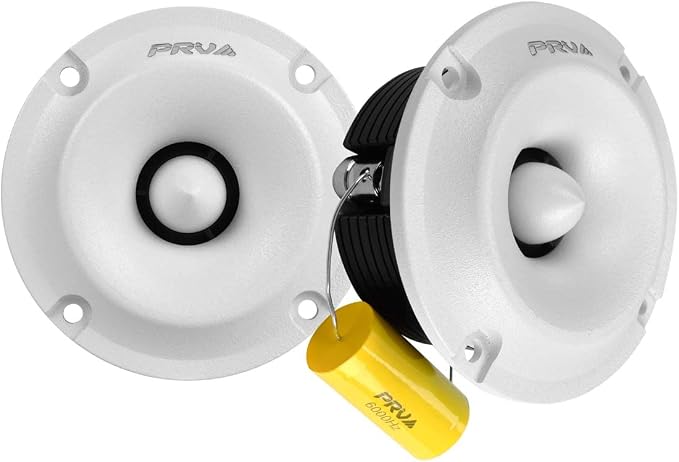 Bullet Super Tweeters - Neodymium, 3 Inch Slim, 120 Watts Max Power, Easy to Mount Pair, 4 Ohm, White