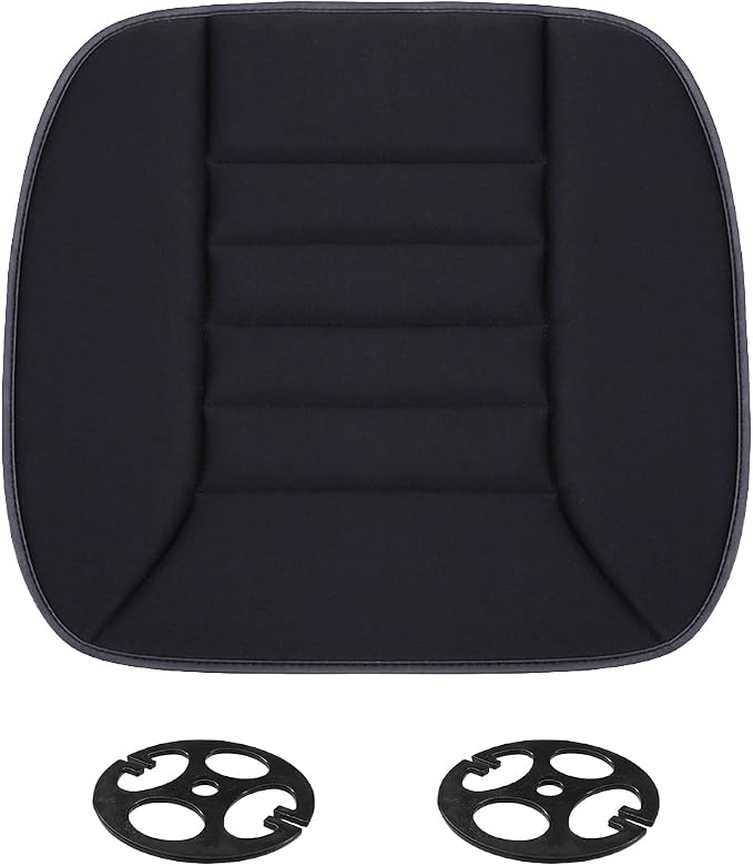 Car Seat Cushion Pad, Memory Foam Automotive Butt Cushion with Non-Slip Silicone Bottom, Breathable Driver Seat Protector for Vehicle, Home and Office Chairs (Black)