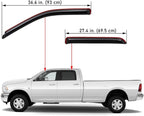 WV194109 Extra Durable In-Channel Wind Deflector Visor Rain Guard, Fit 2009-2018 Dodge Ram 1500 Crew Cab; 2010-2026 Ram 2500 & 3500 Crew & Mega Cab; 2019-2024 Ram 1500 Classic Crew Cab, Smoke, 4-Pcs