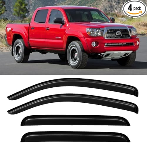 Window Rain Guards Visors for 2005-2023 Toyota Tacoma Double Cab, Out-Channel Window Vent Wind Shades Deflectors Shield for 05-23 Tacoma 4 Full-Size Cab