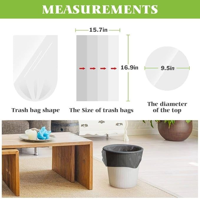 Small Trash Bags 1.2 Gallon 160 Counts Garbage Bags, Bathroom Trash Can Bin Liners, Small Plastic Bags for home office kitchen, fit 5-6 Liter, 0.8-1.6 and 1-1.5 Gal, Black
