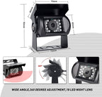 7" Backup Camera with Monitor Kit, Waterproof 18 IR LED Night Vision Reverse Camera + Rear View Monitor Vehicle Parking System for RV Bus Trailer Truck (65ft 4-Pin Aviation Video Cable)