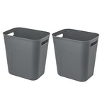 Plastic Small Trash Can Wastebasket, Garbage Container Basket for Bathrooms, Laundry Room, Kitchens, Offices, Kids Rooms, Dorms, 3.5 Gallon, Dark Grey, 2 Pack | Compact Sturdy Garbage Can for Bathroom, Laundry Room, Kitchen, Office, Kids Room, D...