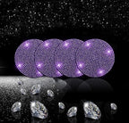 4pcs Bling Car Cup Holder Coaster, 2.75 inch Anti-Slip Shockproof Universal Car Coasters Insert Bling Crystal Rhinestone Automotive Interior Accessories for Women (4 pcs, Purple Violet)