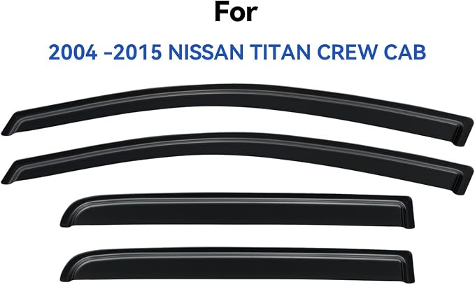 Window Visors Rain Guards Shield for 2004-2015 Nissan Titan Crew Cab, Out-Channel Window Vent Wind Deflectors Visors Shades for 04-15 Nissan Titan Crew