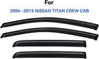 Window Visors Rain Guards Shield for 2004-2015 Nissan Titan Crew Cab, Out-Channel Window Vent Wind Deflectors Visors Shades for 04-15 Nissan Titan Crew