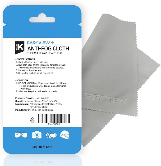 EASY VIEW+ Anti-Fog Microfiber Cloth- For Glasses Goggles Motorcycle Helmet Camera Lens