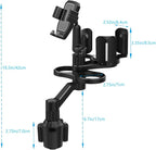 4-in-1 Car Expander with Dual Cup Holder, Phone Holder, 360 Adjustable Base, All Purpose Organizer for Snack Bottles, Drinks