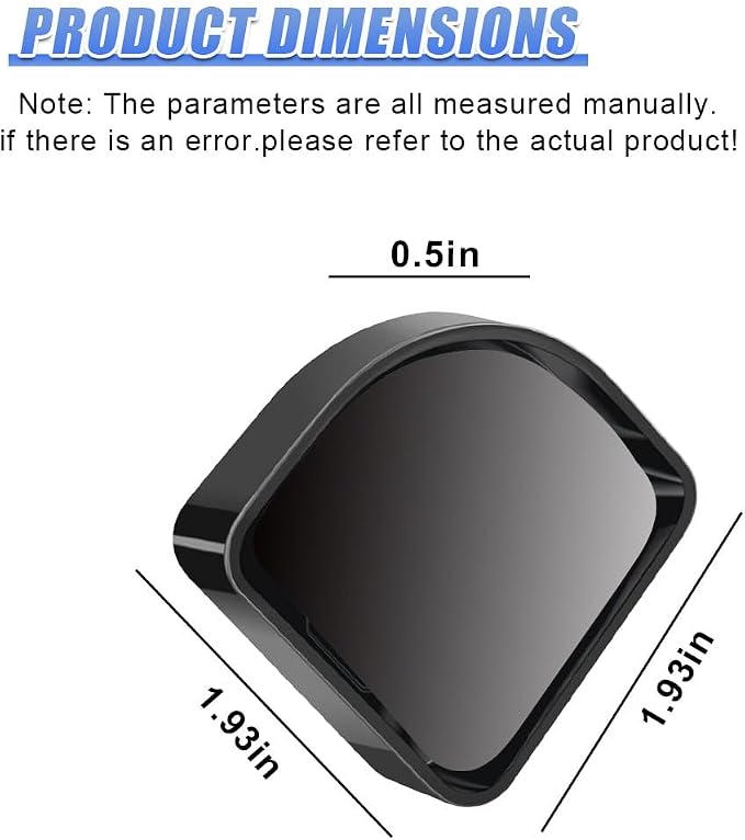 2PCS Car Fan Shaped Blind Spot Mirrors, HD Glass Wide Angle Car Side Mirrors with Housing, Self-Adhesive Adjustable Convex Rearview Mirror, Vehicle Parking Safety Accessories (Black)