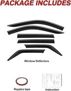 6pcs Outside-Mount Window Rain Guards Fit for 2011-2021 Jeep Grand Cherokee, Extra Durable Window Visors Wind Deflector Dark Smoke Vent Shades Car Tape-on 6-pcs with Thicker