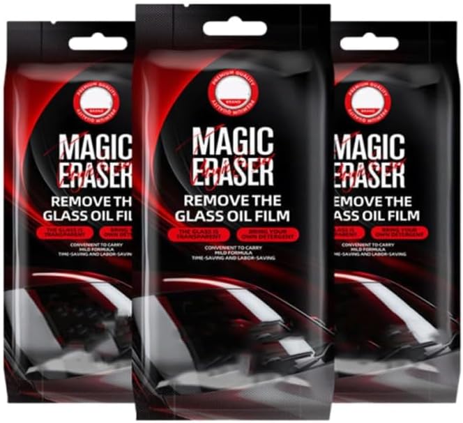 Car Glass Film Magic Cleaning Sponge, Non-Scratch Window Cleaning Sponges, Car Windshield Cleaner Tool,Fog Remover for Clear Vision Driving, Anti-Rain Fog Windshield Glass Oil Film Remover (3)