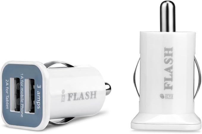 Dual USB Car Lighter Charger Adapter with 3A Output - fast Heavy Duty Ouput - Support Apple iPad Pro / Air 2 / mini 2/3/4 iPhone X / 8 Plus / 7 / 6S Plus / 6 / SE /5S (White)