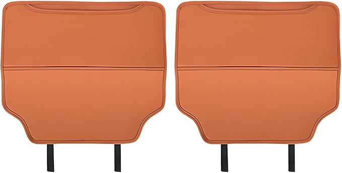 2PCS Car Kick Mat, Anti-Scratch Waterproof Anti-Slip Vehicle Back Seat Protector with Storage Pockets, Automotive Interior Seat Back Covers, Universal for SUV RV Truck (Red Brown)