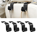 Car Seat Headrest Hook, 4PCS Vehicle Seat Back Hanger Storage Organizer for Handbag Purse Coat, Auto Interior Headrest Hook, Universal for SUV Automobile Truck (Black)