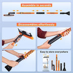 49" Extendable Squeegee Snow Brush and Ice Scraper for Car Windshield & Windows | 270° Telescopic Snow Broom with Pivoting Squeegee | Heavy Duty Car Snow Removal Tool for SUV, Truck & Car