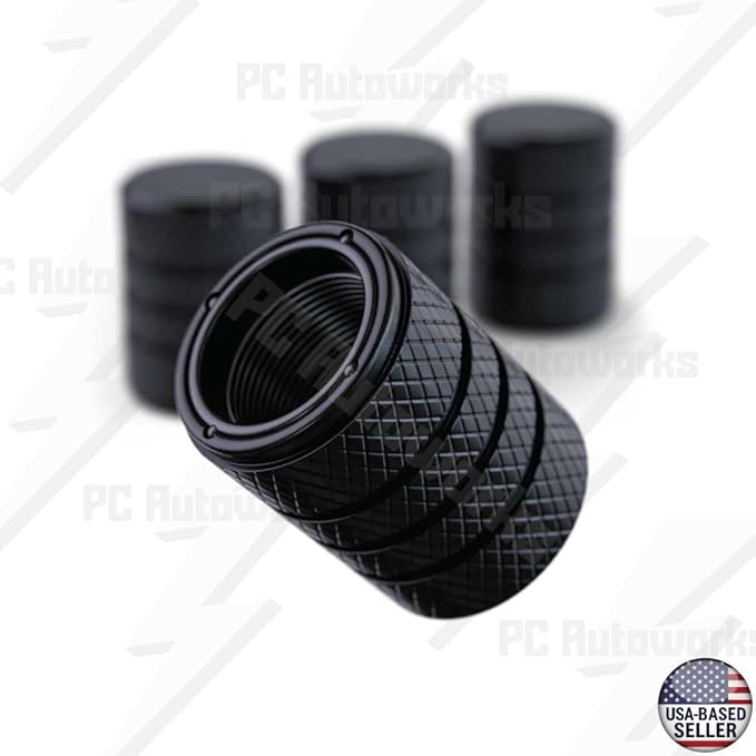 Aluminum Tire Valve Stem Caps – Anti-Rust, Premium Anodized Aluminum, Corrosion-Resistant, Easy Install, Universal Fit for Car, Truck, Bike, SUV – 1 Pack/Set of 4 (Onyx Black)