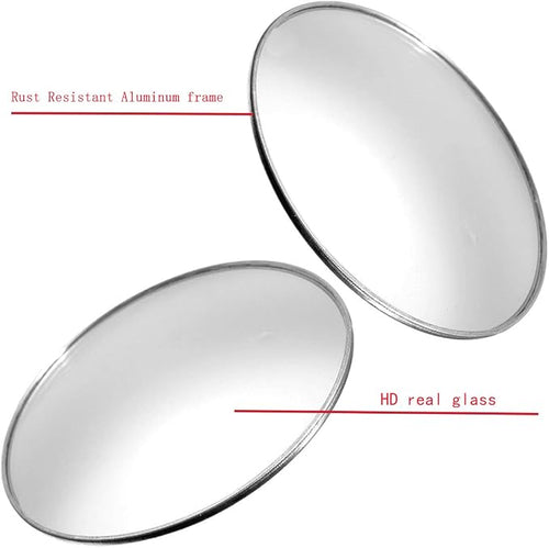 2 Pack 3" Blind Spot Mirrors for Trucks, Van, SUV, Large Vehicle - Aluminum Frame Glass Convex Rear View Blind Spot Mirrors