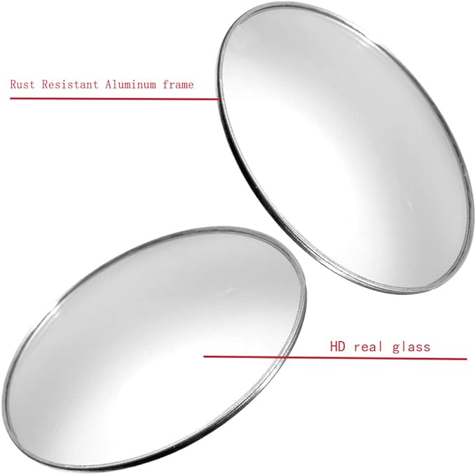 4 Pack 3" Blind Spot Mirrors, Aluminum Frame Glass Convex Rear View Blind Spot Mirrors For Pick-up Truck, SUV, Van, Large Vehicle