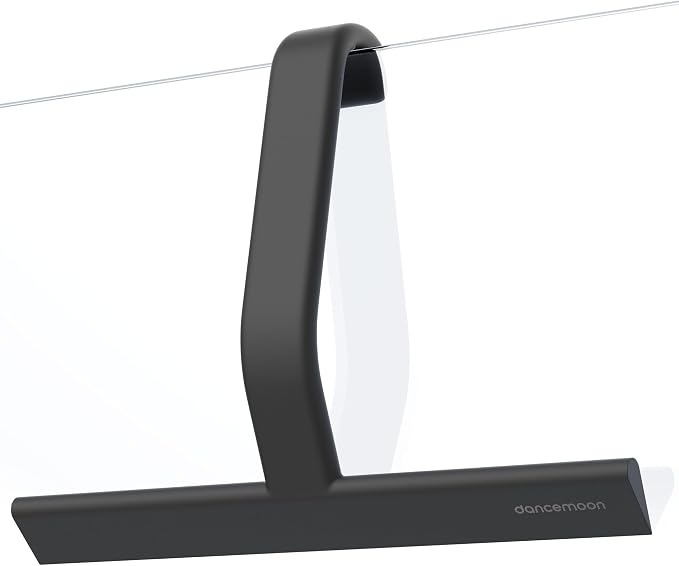 JustHang Shower Squeegee for Glass Doors, All-One-Piece Wider 12" Silicone Squeegee with Built-in Hook for Window, Mirror, Tile Wall, Car, Streak-Free Bathroom Cleaner Tool, 12-Inch Black