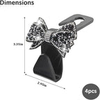 Zpana Bling Car Headreat Hook, 2PCS Crystal Rhinestone Cute Bow Vehicle Seat Back Hanger Storage for Purses Bags Grocery, Diamond Auto Rear Seat Organizer, Universal for SUV Truck Sedan (Pink)