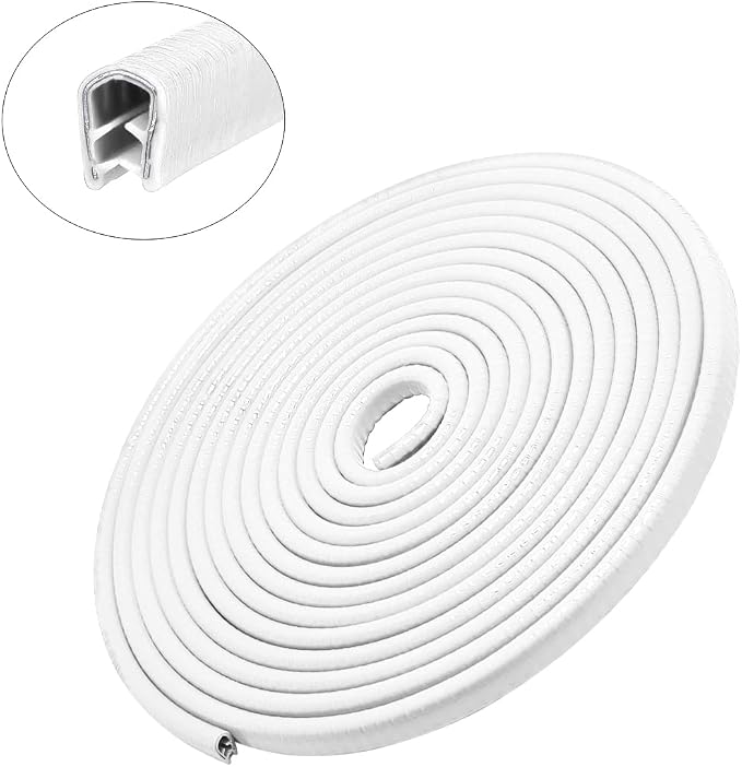 Fekey&JF Car Door Edge Guards, 10FT U-Shape Rubber Seal, Universal Automotive Door Protector, No Glue Required, White