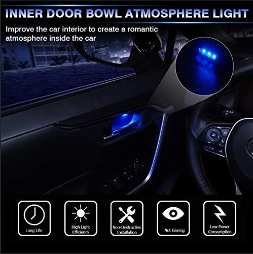 LED Light Inner Door Handle for Toyota RAV4 2025 2024 2023 2022 2021 2020 2019 Accessories Bowl Mood Lighting Decorative Interior Lamp 4PCS (Blue)