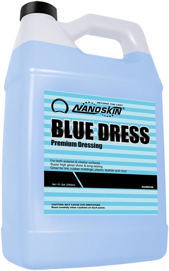 BLUE DRESS Premium Dressing - Sprayable Interior & Exterior Dressing| Works on Tire, Vinyl, Rubber, Plastic & Trim | Safe for Cars, Trucks, Motorcycles, RVs, Light Blue, 128 Fl Oz (Pack of 1)