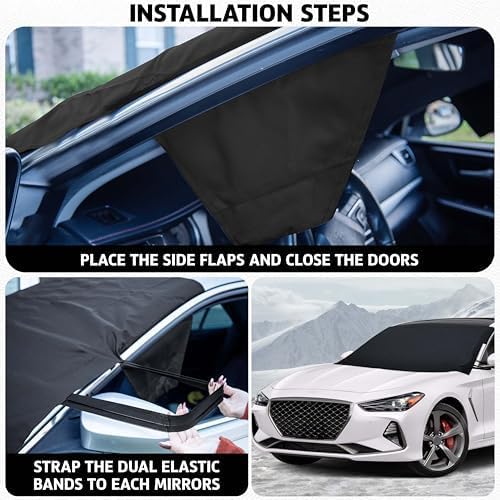 Windshield Snow Cover for Ice and Snow – Car Windshield Cover for Winter Frost, Ice & Snow Protection – Waterproof Frost Shield Windshield Protector for Cars, SUVs & Trucks (69x42 inches)