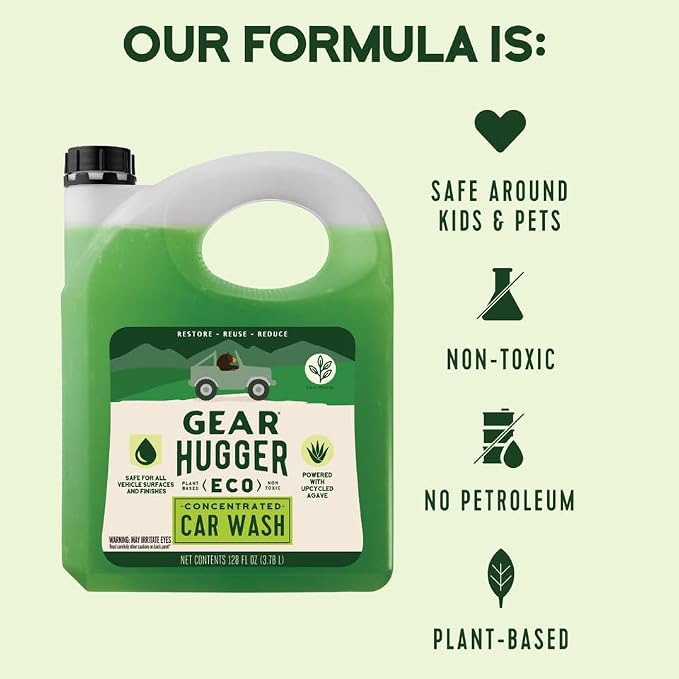 Car Wash Soap Gallon (128 oz, Pack of 1) – Eco-Friendly Car Cleaner, Biodegradable Car Wash with Natural Saponins & Eucalyptus – Safe Car Soap for All Vehicle Surfaces