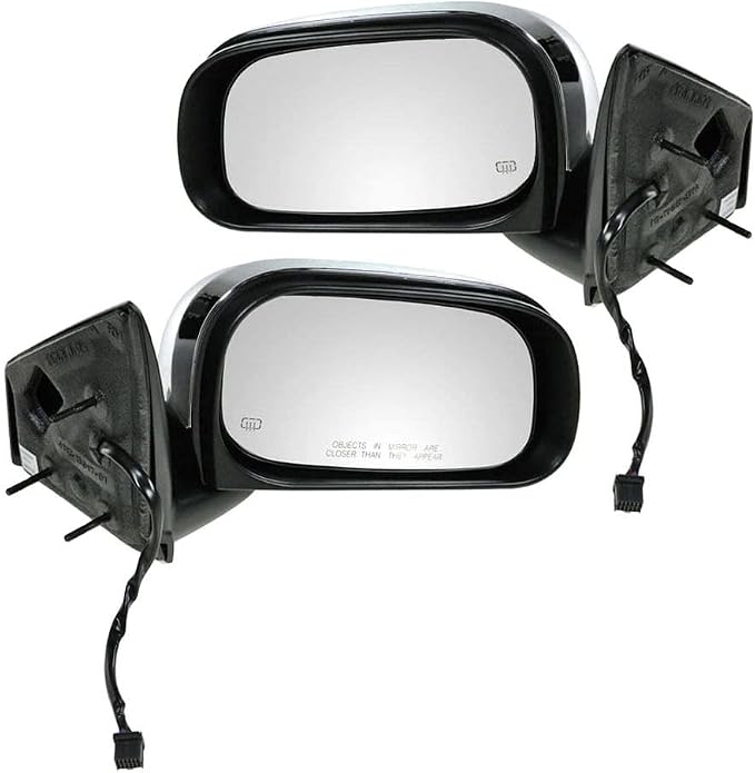 2 Piece Driver and Passenger Side Mirror Assembly Set Electric Adjustment Heated No Memory Chrome Compatible with 2007-2009 Chrysler Aspen CH1320285 CH1321285