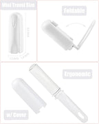 Travel Lint Roller Mini Refillable On the Go Lint Roller with Cover and 4 Refills Total 150 Extra Sticky Sheets for Pet Hair Lint Remover for Clothes (White)