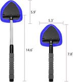 Car Windshield Cleaner Tool (2-Pack) with Extendable Handle, Inside Auto Window Glass Cleaning Kit with 8 Washable Microfiber Pads & Spray Bottle, Streak-Free Defogger Wand for Deep Dashboards