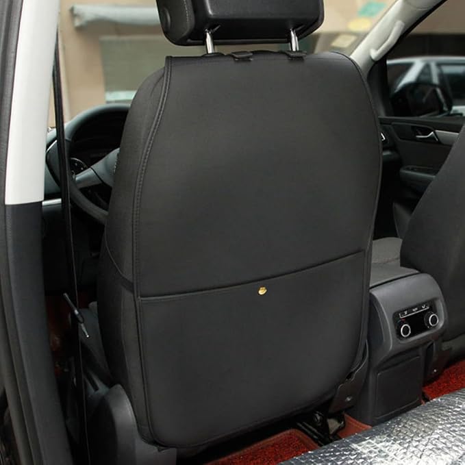 HCMAX 2 Pack Kick Mat Car Seat Back Protector Waterproof Easy to Clean Multifunctional Organizer Storage Bag Travel Accessory PU Leather Black