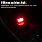 Car Interior Atmosphere Lamp, Plug-In USB Interface LED Vehicle Ambient Lighting Kit, Portable Mini Automotive Night Light Decoration Accessories, Universal for SUV, Sedan, Truck (Red)
