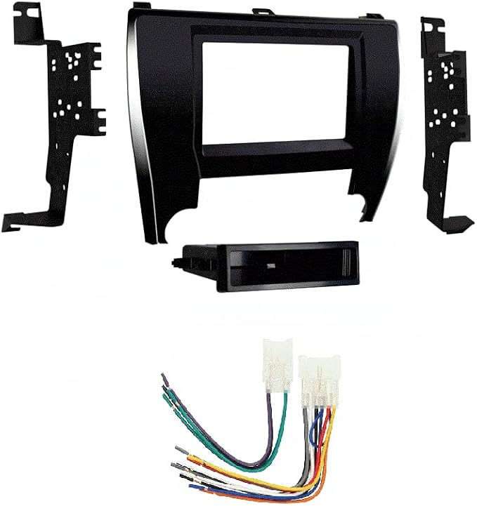 Single DIN Double DIN Car Stereo Radio ISO DIN Installation Mounting Dash Kit Compatible with Toyota Camry (Dash Kit Combo (Harness + Adapter) 2015 2016 2017