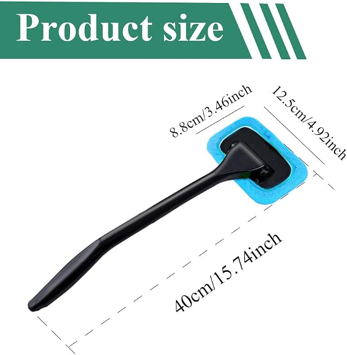 Windshield Cleaning Tool, Extendable Handle Car Window Cleaner with 4 Reusable Microfiber Pads, Auto Inside Glass Wiper for Car Windscreen Cleaning