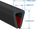 Rubber Edge Trim, Self-Adhesive Rubber Edge Protector for 1/4" Mirror and Flexiglass, EPDM Material, Fit 1/4"(6mm), Length 20Ft, Black Color, U Channel Edge Trim