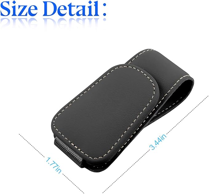 Sunglasses Holder for Car Sun Visor, Vehicle Magnetic Leather Eyeglass Hanger, Sun Glasses Mount Clip on Visors, Ticket Card Cash Organizer, Auto Interior Accessories (Black, 1 PCS)
