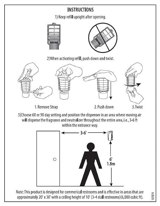 TCell Air Freshener Refill Blue Splash Odor Neutralizing Long Lasting Battery Free Consistent for Restrooms in Restaurants/Schools/Airports/Offices