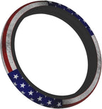 American Flag Steering Wheel Cover + 2 Pieces USA Car Coasters | Anti-Slip Breathable Universal for 14.5-15.5 Inch Car Suitable for Men Women