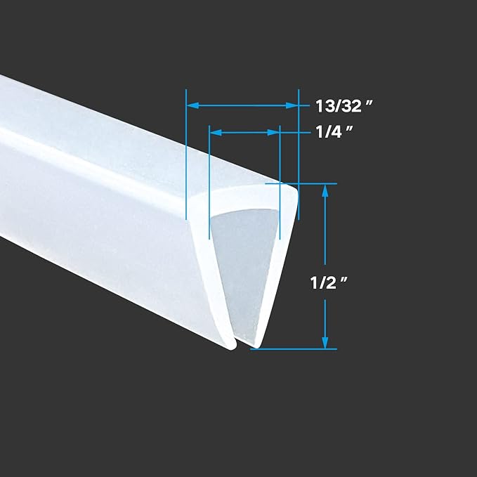 Clear Rubber Edge Trim, U Channel Silicone Rubber Edge Trim, 1/4" Slot, Fit for 7/32"-9/32", White Color, Edge Protector for Plywood, Glass, Flexi-Glass