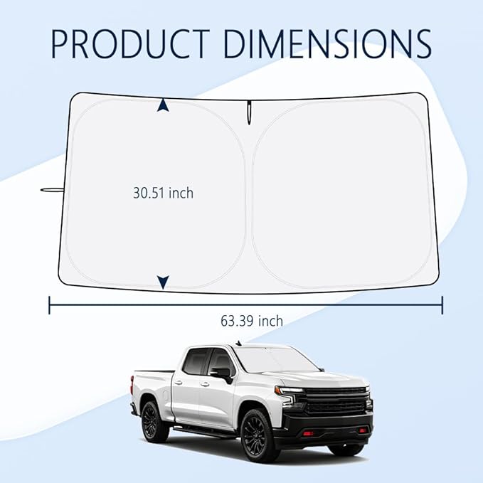Car Windshield Sun Shade Compatible with Chevrolet 2019-2026 Silverado 1500,Oxford Cloth Sun Shade for Car Windshield with Foldable Design,Windshields Cover Suns Shades with Storage Bag