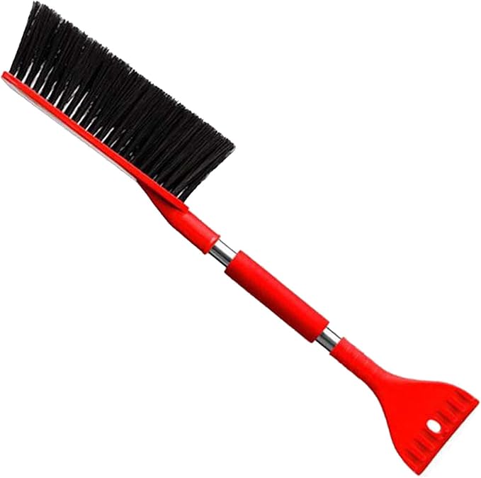 Snow Brush for Car, Ice Scrapers Adjustable Head Ergonomic Grip 2 in 1 Design Lightweight Portable Multifunctional Windshield Scraper, Winter Car Ice Kit for Cars Trucks Red