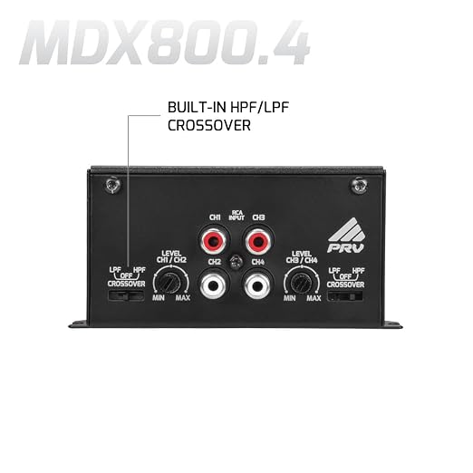 MDX800.4 2 Ohm Mini 4 Channel Car Audio Amplifier 4 x 200 Watts RMS at 2 Ohm - Compact 800x4 Amp Stereo, 800 Watts RMS, 2 Channel bridgedable, Multichannel Full Range