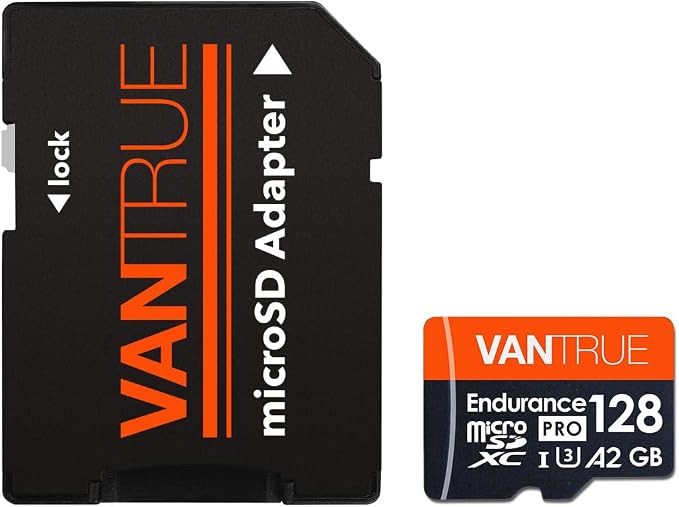 128GB U3 microSDXC UHS-I 4K UHD Video Monitoring Memory Card with Adapter for Dash Cams, Body Cams, Action Camera, Other Surveillance & Security Cams