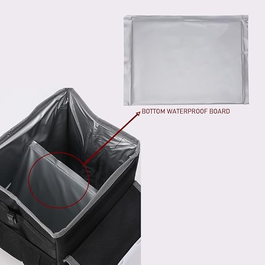 Car Trash Can with Lid,Bag Hanging Storage Pockets,Adjustable Tissue Holder & Straps,Portable Waterproof Garbage Bin, 1.98 Gal Large Capacity Multipurpose Bin