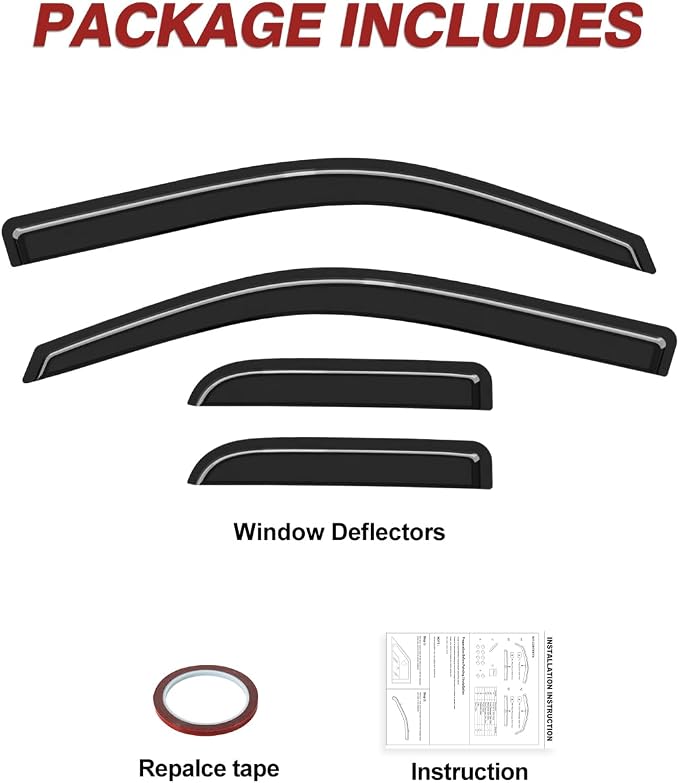 Outside-Mount Window Rain Guards Fit for 2004-2014 Ford F150 Extended Cab & SuperCab, Out-Channel Window Visors Wind Deflector Dark Smoke Vent Shades for 04-14 F-150 Extended Cab