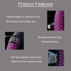Microfiber Leather Steering Wheel Cover with Anti-Slip Lining Universal Car Accessory for Steering Wheel with a Diameter of 14.5-15 inch (Purple)
